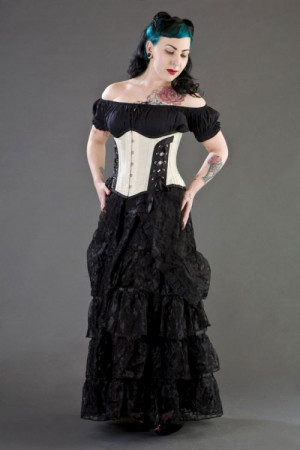  Mistress underbust waist cincher in cream taffeta - 