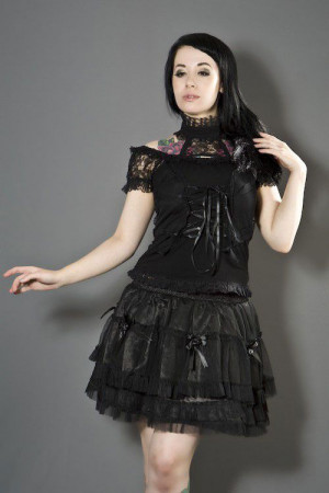 Morgana black gothic top with mesh overlay - 