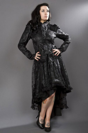  Nightshade victorian gothic jacket in black satin & lace overlay - 