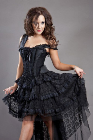  Ophelie corset dress in black taffeta - 