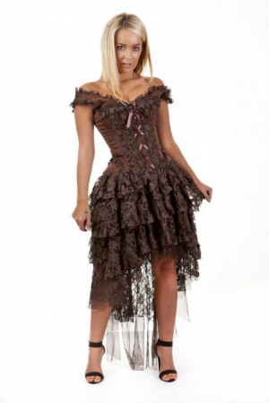  Ophelie burlesque corset dress in brown brocade - 