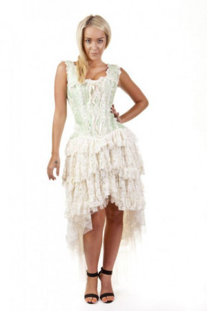  Ophelie maxi corset dress in pistachio green king brocade - 