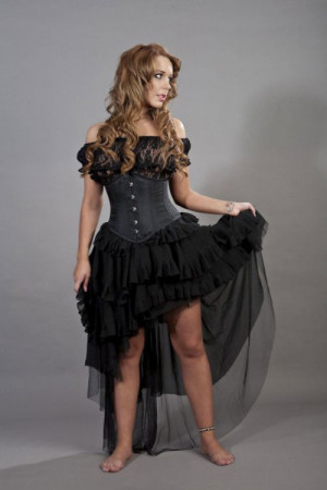  Ophelie long burlesque skirt in black chiffon - 