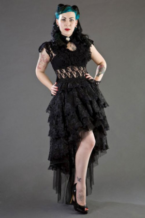  Ophelie long gothic skirt in black lace - 