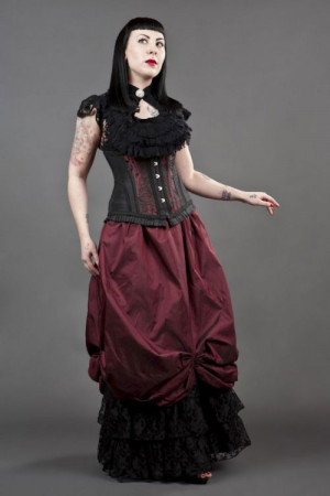 Корсет Petra long line steel boned underbust corset in red scroll brocade - Изображение
