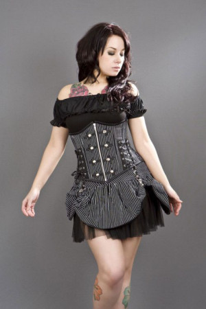  Pirate black white striped mini skirt - 