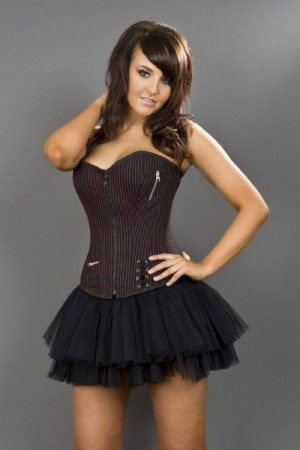  Punk overbust black and red striped corset /   - 