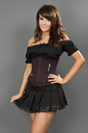  Punk black and red striped underbust corset /   - 
