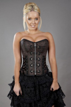  Rock overbust corset with studs in brown king brocade /   - 