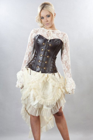  Rock overbust corset in brown matte vinyl /   - 