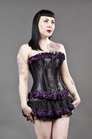  Rose burlesque mini skirt in organza with purple rose - 