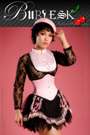  Sexy waspie waist cincher in pink satin - 