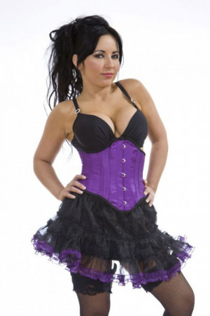  Sexy waspie waist cincher in purple satin - 