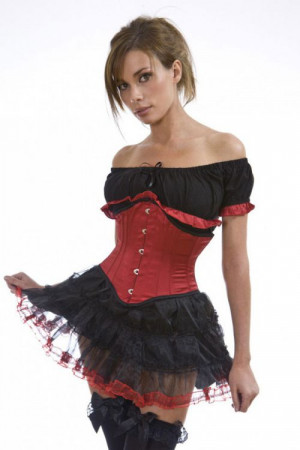  Sexy waspie waist cincher in red satin - 