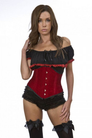  Sexy waspie waist cincher in red velvet - 