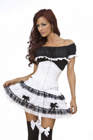  Sexy waspie waist cincher in white satin - 