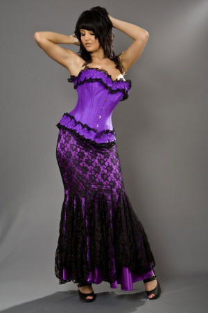  Sophia overbust steel boned corset in purple taffeta - 