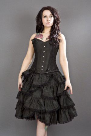  Sophia knee length burlesque skirt in black taffeta - 