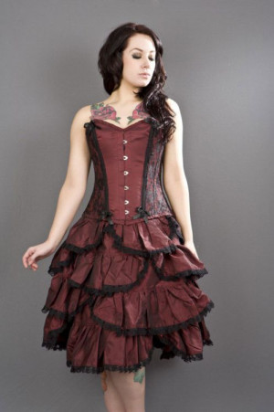  Sophia knee length burlesque skirt in burgundy taffeta - 