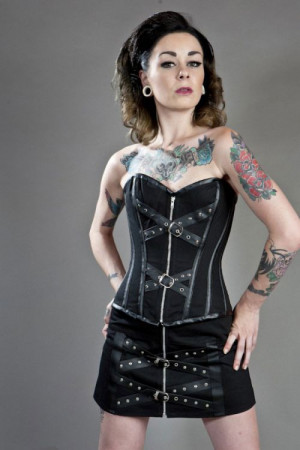  Steffi black punk rock mini skirt in twill /   - 