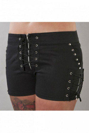  Ulva punk rock hot pants in black twill /   - 