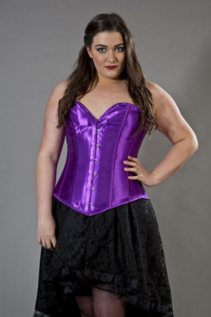  Victorian overbust plus size corset in purple satin - 