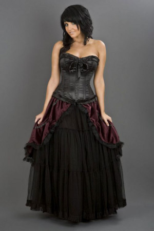  Victorian gothic maxi skirt in burgundy velvet - 