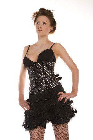  Widow burlesque mini skirt in black satin & black mesh - 