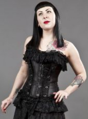  Black Widow overbust black satin Burleska BLKWID OB B... -  