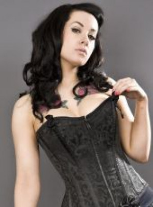  Daisy overbust black scroll Burleska DAI OB SCR BLK -  