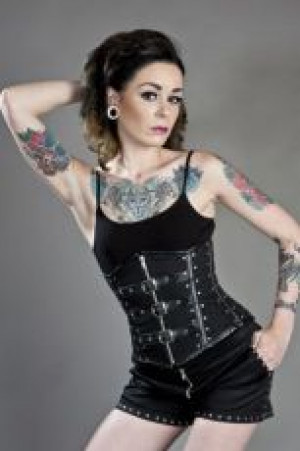  Biker underbust black twill Burleska BIK UB BLK -  