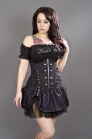  Rock underbust black purple stripes Burleska ROCK UB PUR -  