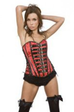  Dominatrix overbust red satin Burleska DTX SAT RED -  