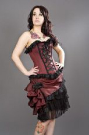  ALICE OB BURGUNDY TAFFETA Burleska alice-overbust-corset-burgundy-taffeta -  