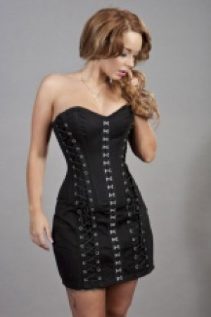  Alchemy punk rock corset dress in black twill Burleska alchemy-corset-dress-black-twill /   / -  