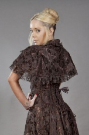  Amy burlesque bolero shrug in satin & lace overlay -  1
