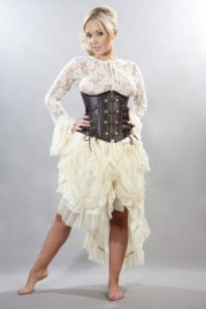  Angelina burlesque skirt in cream satin and cream lace overlay Burleska angelina-skirt-cream-cream -  