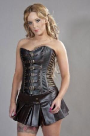  Aphrodites steampunk overbust corset in black & brown matte Burleska aphrodites-overbust-corset-black-brown-matte -  