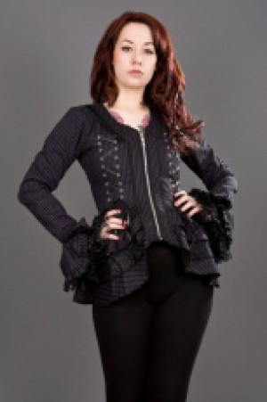  Gothic black purple striped jacket - Attitude Burleska attitude-jacket-purple-stripe -  
