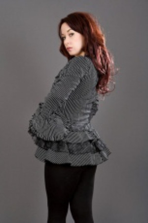  Gothic black white striped jacket - Attitude -  2