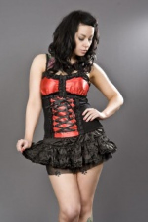 Attitude gothic top red satin Burleska attitude-top-red-satin -  
