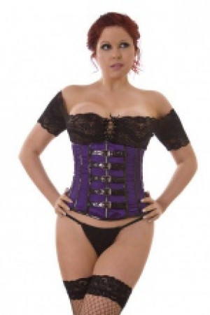  Purple underbust corset with buckles detail at front Burleska buckle-underbust-corset-purple-satin -  
