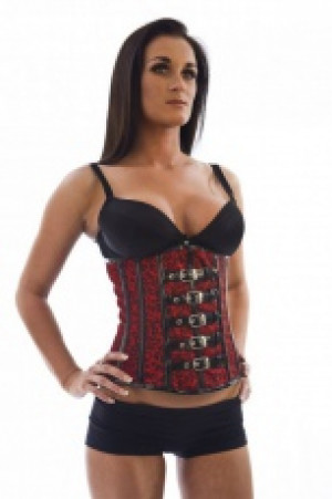 Корсет Buckle red underbust corset in leopard print Burleska buckle-underbust-corset-red-leopard - маленькая картинка