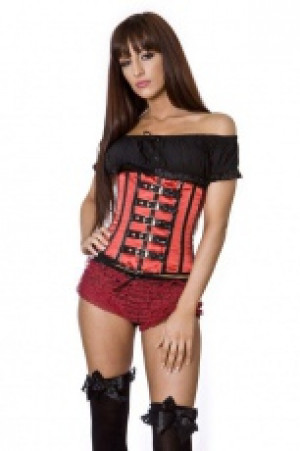  Buckle underbust corset in red satin Burleska buckle-underbust-corset-red-satin -  