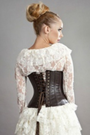  Candy c-lock underbust steel boned corset in brown matte vinyl -  1