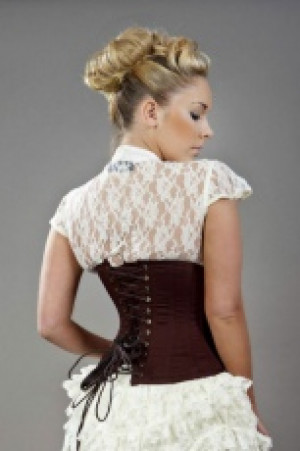  Candy c-lock waist training underbust corset in brown twill -  1