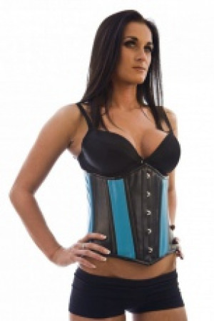 Candy underbust waist cincher in black & turquoise PVC panels Burleska candy-underbust-corset-black-turquoise-pvc-panels /   / -  