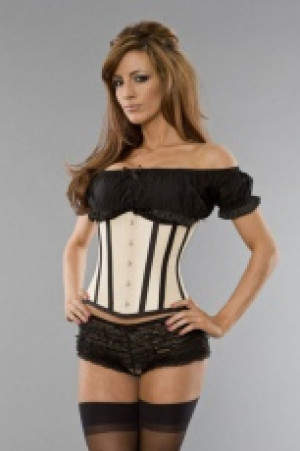  Candy underbust steel boned corset in cream & black taffeta Burleska candy-underbust-corset-cream-black-taffeta -  