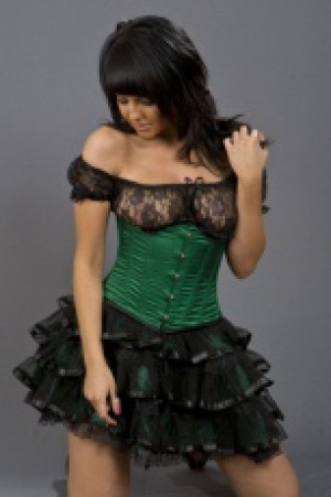  Candy underbust steel boned waist cincher in green satin Burleska candy-underbust-corset-green-satin -  