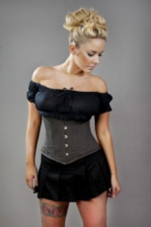  Candy underbust steel boned corset in grey twill Burleska candy-underbust-corset-grey-twil -  